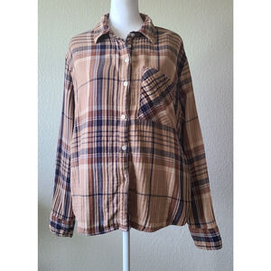 Aerie Plaid Women's Sweater Size Small Cotton Pocket Grunge 90s Y2K Retro Casual